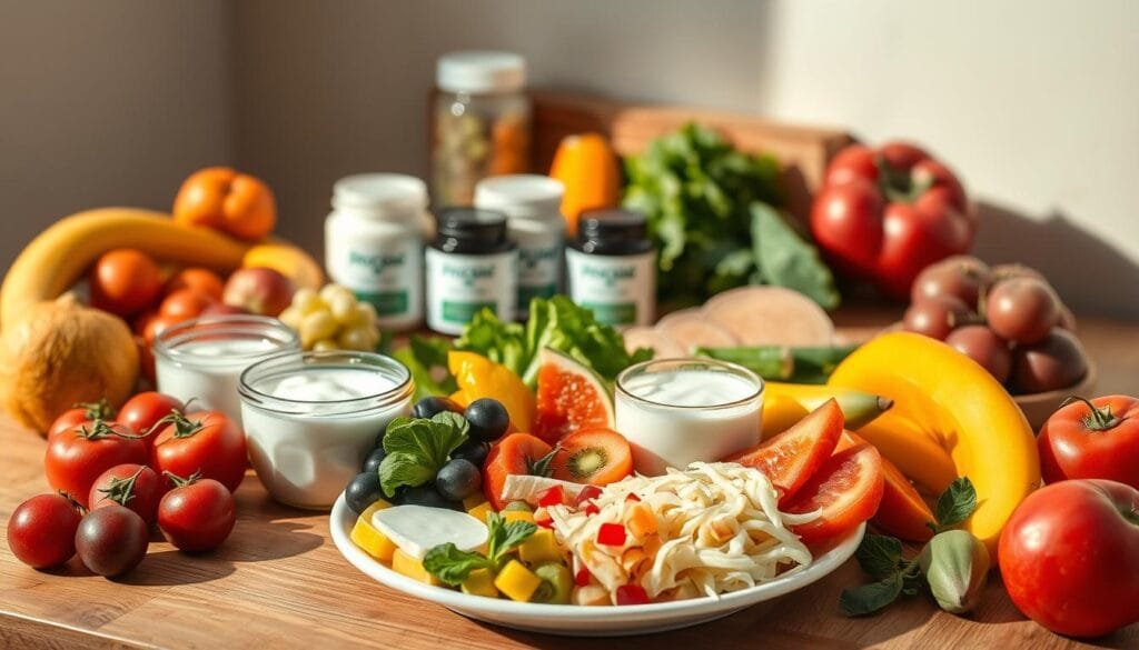 balanced diet with probiotics