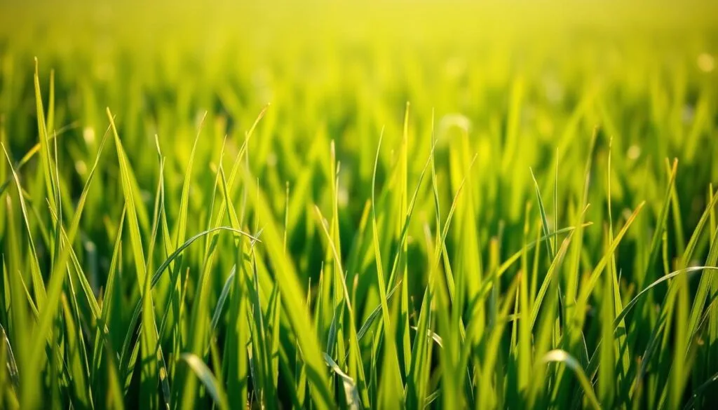 A lush, sun-dappled field of vibrant green barley grass, its slender blades gently swaying in a light breeze. The foreground features a close-up view of the grass, each blade capturing the morning dew and refracting the warm light. In the middle ground, the field stretches out, creating a serene, calming atmosphere. The background subtly blurs into a soft, hazy horizon, emphasizing the tranquility of the scene. The lighting is diffused and natural, casting a soft, golden glow over the entire composition. The camera angle is slightly elevated, allowing the viewer to appreciate the verdant, therapeutic qualities of the barley grass, and its potential benefits for diabetes and blood sugar control. A lush, sun-dappled field of vibrant green barley grass, its slender blades gently swaying in a light breeze. The foreground features a close-up view of the grass, each blade capturing the morning dew and refracting the warm light. In the middle ground, the field stretches out, creating a serene, calming atmosphere. The background subtly blurs into a soft, hazy horizon, emphasizing the tranquility of the scene. The lighting is diffused and natural, casting a soft, golden glow over the entire composition. The camera angle is slightly elevated, allowing the viewer to appreciate the verdant, therapeutic qualities of the barley grass, and its potential benefits for diabetes and blood sugar control.
