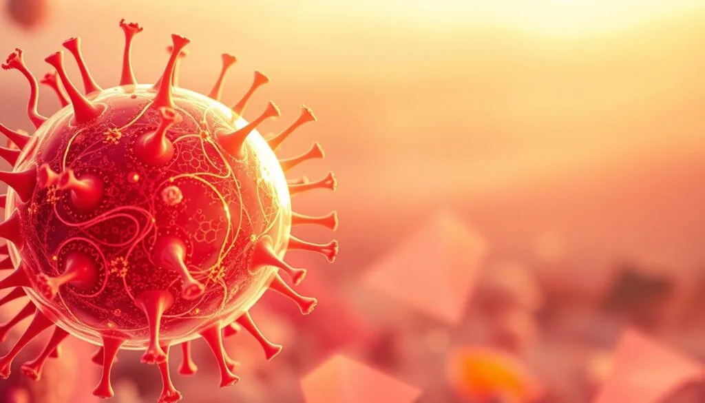 A vibrant, macro-level image depicting the powerful anti-inflammatory and immune-boosting properties of natural ingredients. In the foreground, a glowing, translucent sphere represents the core of the immune system, surrounded by swirling patterns of warm hues symbolizing the reduction of inflammation. The middle ground features abstract, geometric shapes in pastel shades, evoking the intricate biochemical processes at play. In the background, a soft, blurred landscape with subtle hints of natural elements like leaves or petals, conveying the organic, holistic nature of this wellness solution. Warm, diffused lighting casts a soothing, harmonious atmosphere, highlighting the image's themes of balance, vitality, and restorative nourishment. A vibrant, macro-level image depicting the powerful anti-inflammatory and immune-boosting properties of natural ingredients. In the foreground, a glowing, translucent sphere represents the core of the immune system, surrounded by swirling patterns of warm hues symbolizing the reduction of inflammation. The middle ground features abstract, geometric shapes in pastel shades, evoking the intricate biochemical processes at play. In the background, a soft, blurred landscape with subtle hints of natural elements like leaves or petals, conveying the organic, holistic nature of this wellness solution. Warm, diffused lighting casts a soothing, harmonious atmosphere, highlighting the image's themes of balance, vitality, and restorative nourishment.