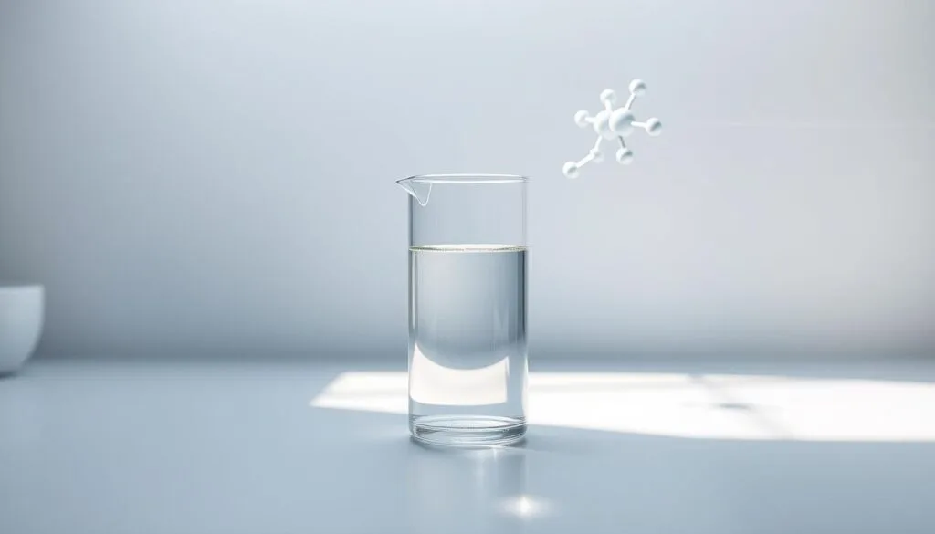 A serene, minimalist laboratory setting with a glass beaker filled with clear hydrogen-infused water at the center. Soft, diffused lighting illuminates the scene, casting gentle shadows and highlights that accentuate the liquid's translucent quality. In the background, a molecular model of the hydrogen molecule hovers, conveying the scientific concept of oxidative stress and the role of hydrogen in mitigating it. The overall tone is one of purity, clarity, and the intersection of science and wellness. A serene, minimalist laboratory setting with a glass beaker filled with clear hydrogen-infused water at the center. Soft, diffused lighting illuminates the scene, casting gentle shadows and highlights that accentuate the liquid's translucent quality. In the background, a molecular model of the hydrogen molecule hovers, conveying the scientific concept of oxidative stress and the role of hydrogen in mitigating it. The overall tone is one of purity, clarity, and the intersection of science and wellness.