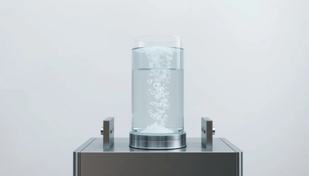 A sleek, modern hydrogen generation apparatus set against a minimalist backdrop. The central component, a clear glass vessel, showcases the efficient production of hydrogen bubbles, their gentle ascent illuminated by soft, natural lighting. Surrounding the vessel, a polished metal frame and control panel convey the technical sophistication of the design. The overall scene exudes a sense of clean, sustainable innovation, inviting the viewer to consider the potential of hydrogen water technology. A sleek, modern hydrogen generation apparatus set against a minimalist backdrop. The central component, a clear glass vessel, showcases the efficient production of hydrogen bubbles, their gentle ascent illuminated by soft, natural lighting. Surrounding the vessel, a polished metal frame and control panel convey the technical sophistication of the design. The overall scene exudes a sense of clean, sustainable innovation, inviting the viewer to consider the potential of hydrogen water technology.