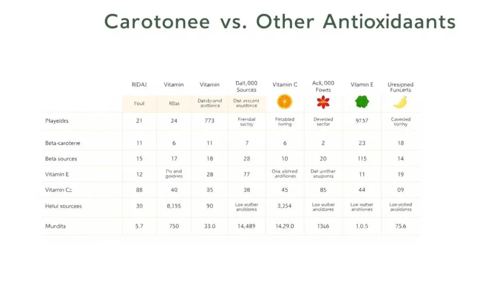 antioxidant comparison chart
