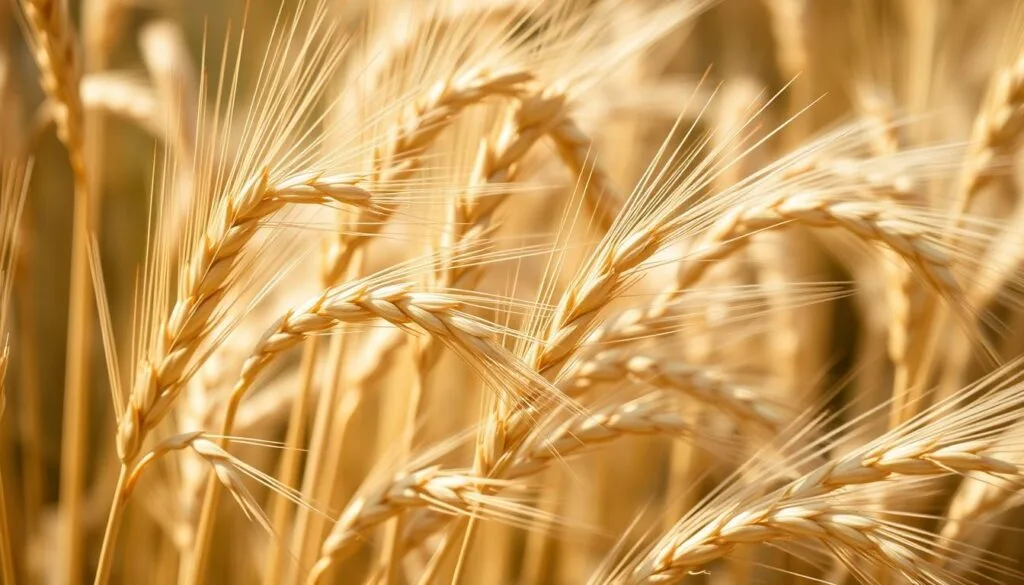 A close-up photograph of freshly harvested barley stalks, their golden-hued heads gently swaying in a soft breeze. The stalks are arranged in a visually pleasing composition, filling the frame with their organic, textural patterns. Soft, diffused natural lighting illuminates the scene, casting warm, gentle shadows that accentuate the barley's delicate features. The background is blurred, allowing the barley to be the central focus, drawing the viewer's eye to its intricate details and vibrant color. The overall mood is one of tranquility and natural abundance, reflecting the wholesome and nutritious qualities of this exceptional superfood. A close-up photograph of freshly harvested barley stalks, their golden-hued heads gently swaying in a soft breeze. The stalks are arranged in a visually pleasing composition, filling the frame with their organic, textural patterns. Soft, diffused natural lighting illuminates the scene, casting warm, gentle shadows that accentuate the barley's delicate features. The background is blurred, allowing the barley to be the central focus, drawing the viewer's eye to its intricate details and vibrant color. The overall mood is one of tranquility and natural abundance, reflecting the wholesome and nutritious qualities of this exceptional superfood.