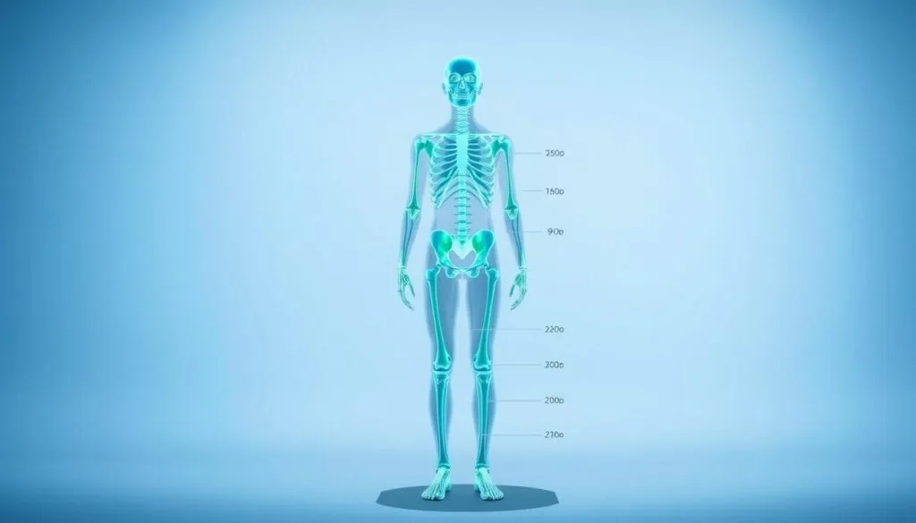 A detailed full-body composition analysis image captured with a high-resolution medical-grade scanner. The subject stands in a neutral pose against a clean, evenly lit backdrop, showcasing a 3D skeletal structure overlaid with precise body fat, muscle, and hydration measurements. Subtle blue and green hues create a clinical yet approachable atmosphere, emphasizing the analytical and insightful nature of the scan. The image provides a comprehensive visual breakdown of the subject's overall health and fitness status, serving as a valuable tool for understanding one's body composition. A detailed full-body composition analysis image captured with a high-resolution medical-grade scanner. The subject stands in a neutral pose against a clean, evenly lit backdrop, showcasing a 3D skeletal structure overlaid with precise body fat, muscle, and hydration measurements. Subtle blue and green hues create a clinical yet approachable atmosphere, emphasizing the analytical and insightful nature of the scan. The image provides a comprehensive visual breakdown of the subject's overall health and fitness status, serving as a valuable tool for understanding one's body composition.