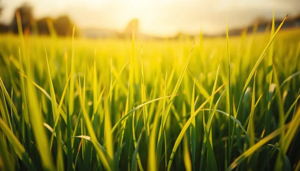 A lush green field of vibrant barley grass, its delicate blades swaying gently in the warm, golden sunlight. In the foreground, a close-up view showcases the intricate texture and subtle hues of the grass, inviting the viewer to appreciate its natural beauty. In the middle ground, the grass transitions into a soft, hazy blur, creating a sense of depth and focus. The background features a serene, out-of-focus landscape, hinting at the calming and restorative atmosphere. The lighting is soft and diffused, casting a warm, inviting glow over the entire scene, capturing the essence of barley grass and its potential benefits for digestive health and gut support. A lush green field of vibrant barley grass, its delicate blades swaying gently in the warm, golden sunlight. In the foreground, a close-up view showcases the intricate texture and subtle hues of the grass, inviting the viewer to appreciate its natural beauty. In the middle ground, the grass transitions into a soft, hazy blur, creating a sense of depth and focus. The background features a serene, out-of-focus landscape, hinting at the calming and restorative atmosphere. The lighting is soft and diffused, casting a warm, inviting glow over the entire scene, capturing the essence of barley grass and its potential benefits for digestive health and gut support.