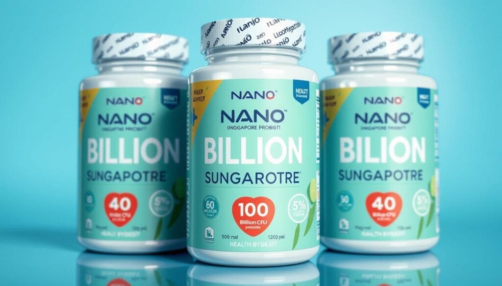 Generate an image of Nano Singapore Probiotic 40 Billion CFU packaging