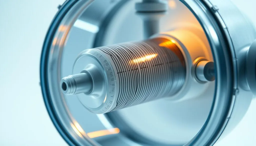Hydrogen water filter maintenance: a well-lit, high-resolution close-up image showing the internal components of a hydrogen water filter, including the filter cartridge, tubing, and any other key parts. The filter should be open, revealing its inner workings, with a sense of precision and technical detail. The image should convey a clean, organized, and professional atmosphere, as if guiding the viewer through the process of maintaining or replacing the filter. The overall mood should be informative and instructive, allowing the reader to visualize the steps involved in keeping a hydrogen water filter in optimal condition.